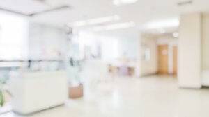 blurred hospital hallway